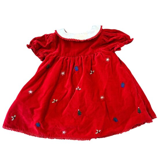Vintage B.T. Kids Peter Pan Collar Lace Trim Christmas Holiday Embroidered Dress - Picture 6 of 6